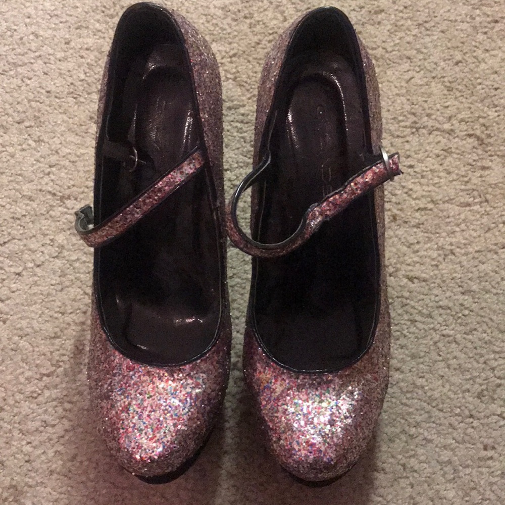 Glitter platform heels size 9